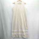 ◇ ⊂◎●未使用● 4U ヨユー 綿混合 ノースリーブ ロング ワンピース サイズL ベージュ レディース E 【中古】
