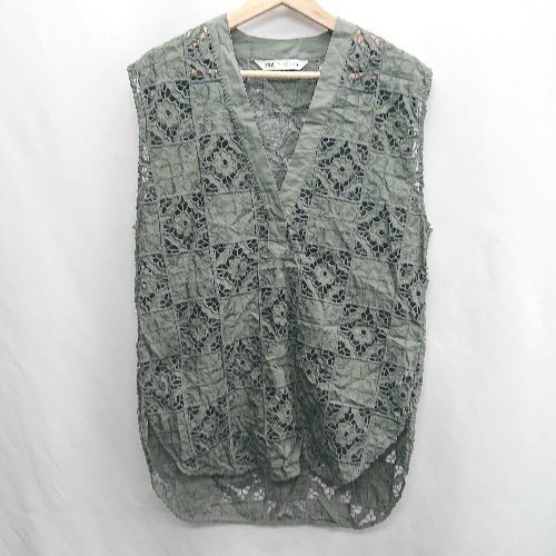 ◇ ⊂ ZARA ザラ 花柄レース ベスト サイズS カーキ系 レディース E 【中古】