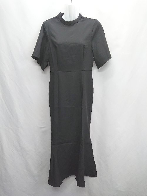 ◇ ⊂●未使用● LAUIR ラウアー スリット入り 半袖 ロング マーメイドワンピース サイズM ブラック レディース E 【中古】