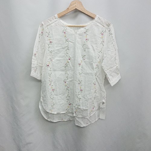 ◇ ⊂Φ ◎●未使用● Sawa a la mode 花柄 半袖 カットソー サイズF ホワイト レディース E 【中古】