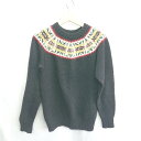 ◇ ⊇ shetland ノルディック柄 長袖 ニット セーター サイズ表記なし ブラック マルチカラー レディース メンズ E 【中古】