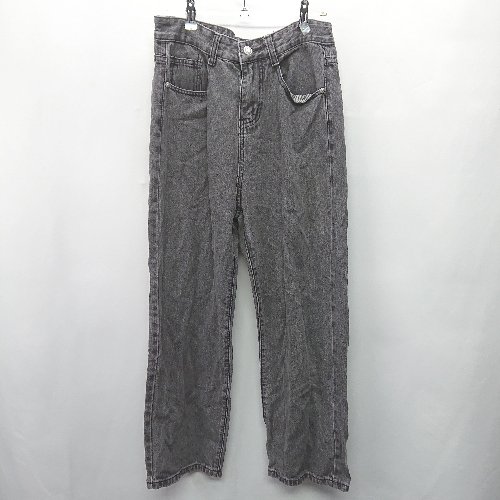 ◇ Θ Anchor Smith ワイドデニムパンツ サイズM ダークグレー レディース E 【中古】