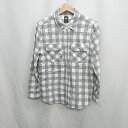 ◇ ⊇ LOGOS チェック柄 ロゴ刺繡 長袖 シャツ サイズL グレー ホワイト メンズ レディース E 【中古】
