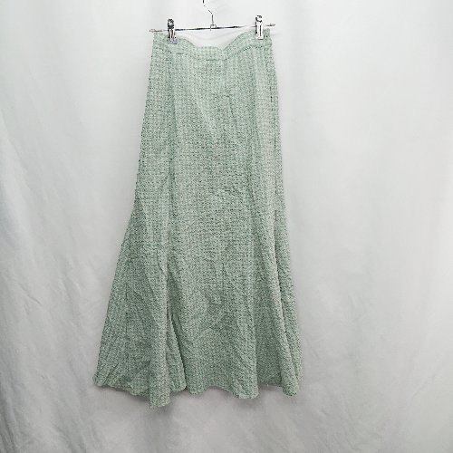 ◇ Θ earth music&ecology ギンガムチェック柄 ロング丈 マーメイド スカート サイズ F グリーン系 レディース E 【中古】