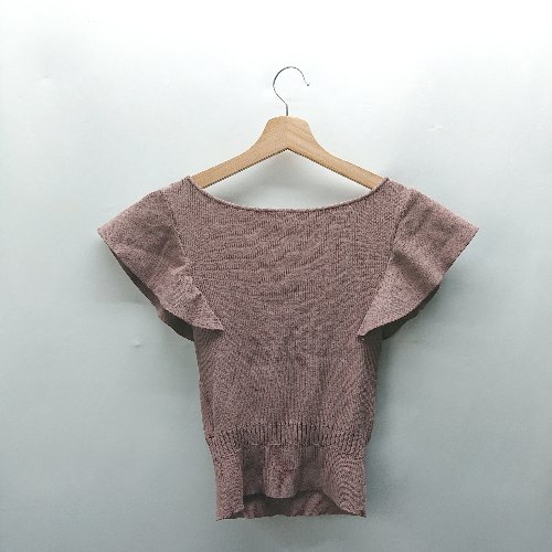 ◇ ⊂◎Φ MERCURYDUO リブニット 半袖 カシュクール トップス サイズF マルーン ブラウン系 レディース E 【中古】
