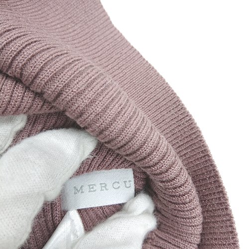 ◇ ⊂◎Φ MERCURYDUO リブニット 半袖 カシュクール トップス サイズF マルーン ブラウン系 レディース E 【中古】