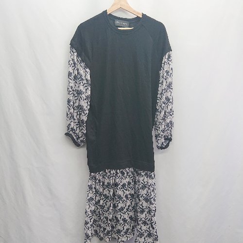 ◇ ⊂ ◎ ●美品● SMILE ORCHID 切り替えデザイン 総柄 長袖 ロング丈 ワンピース サイズF ブラック グレー レディース E 【中古】 ◇ ⊂ ◎ ●美品● SMILE ORCHID 切り替えデザイン 総柄 長袖 ロング丈 ワンピース サイズF ブラック グレー レディース E 【中古】