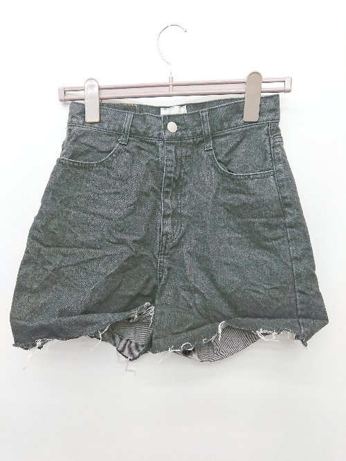 ◇ ⊂ WHO'S WHO gallery フラワー ショート デニム パンツ サイズF ダークグレー レディース P 【中古】