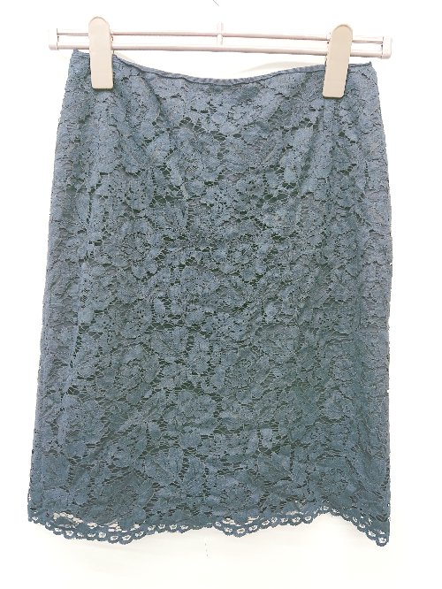 ◇ ⊂ UNITED ARROWS ユナイテッドアローズ 総レース 膝丈 タイト スカート サイズ38 ネイビー レディース P 【中古】
