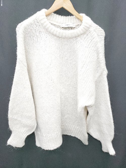 ◇ ⊇ ZARA ザラ ウール　モヘア　羊毛 長袖 ニット サイズS ホワイト レディース P 【中古】