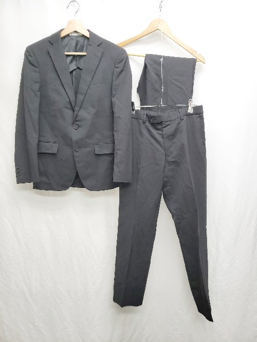 ◇ Θ LES MUES レミュー 背抜き シングル パンツ スーツ 上下 サイズ表記なし ブラック メンズ P 【中古】