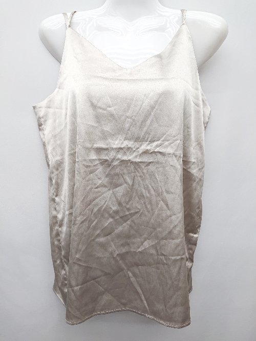 ◇ ⊂Φ Marie Miller　マリーミラー カップなし　サテン キャミソール サイズF ベージュ レディース P 【..