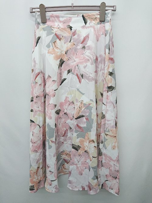 ◇ ⊂ Jewelobe ジュエローブ 花柄 膝下 フレア スカート サイズF ピンク レディース P 【中古】