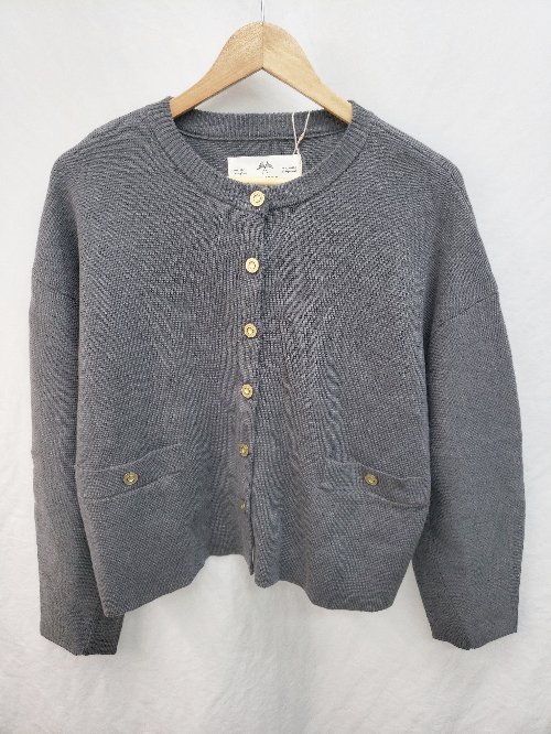 ◇ ◎●未使用●⊇ pual ce cin タグ付き リブニット ジャケットライクカーディガン サイズ表記なし グレー レディース P 【中古】