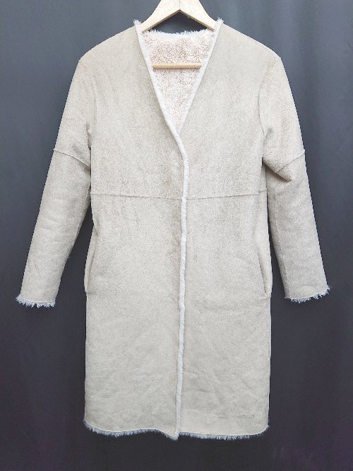 ◇ ◎⊇ ROPE' ロペ ティペット付き　リバーシブル フェイクムートン　コート サイズ36 ベージュ レディー..