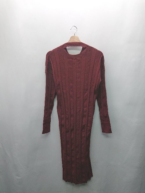 ◇ ⊇◎●未使用● KBF リブニット バックオープン 長袖 ロング ワンピース サイズ1 レッドブラウン レディース E 【中古】