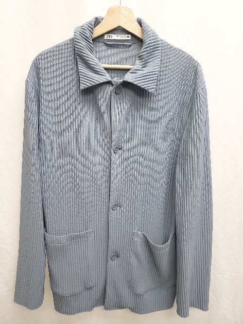 ◇ Θ ZARA ザラ リブ 長袖 シャツ ジャケット サイズM ブルー メンズ P 【中古】