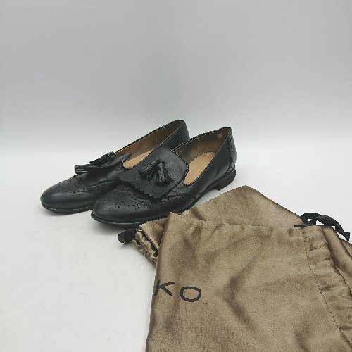 ◇ Θ HIMIKO 卑弥呼 キルト タッセル ローファー サイズ21.5 ブラック レディース メンズ E 【中古】