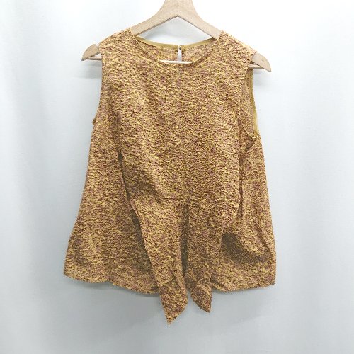 ◇ ⊂Φ イノウェーブ INNOWAVE 花柄 ウエストリボン ノースリーブ ブラウス サイズM ブラウン レディース E 【中古】