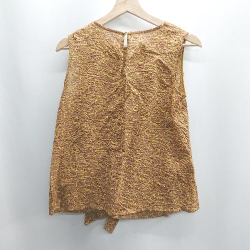 ◇ ⊂Φ イノウェーブ INNOWAVE 花柄 ウエストリボン ノースリーブ ブラウス サイズM ブラウン レディース E 【中古】