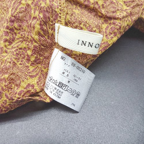 ◇ ⊂Φ イノウェーブ INNOWAVE 花柄 ウエストリボン ノースリーブ ブラウス サイズM ブラウン レディース E 【中古】