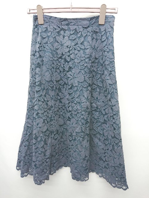 ◇ Θ PROPORTION BODY DRESSING フラワー　総レース ロング フレア スカート サイズM ネイビー レディース P 【中古】