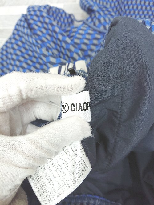 ◇ ⊇ CIAOPANIC チャオパニック 総柄 ジャガードトラックパンツ サイズL ブルー ブラック マルチ レディース メンズ P 【中古】