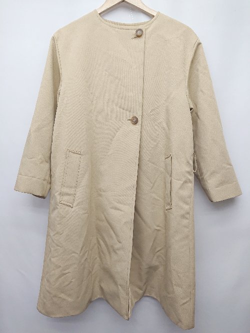 ◇ ◎⊇ ROPE' ロペ ノーカラー 長袖 ロング コート サイズ38 ベージュ レディース P 【中古】