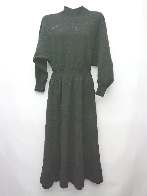 ◇ ⊇ Loulou Willoughby ウール100% ハイネック 長袖 膝下 ニット ワンピース サイズ2 ブラック レディース P 【中古】