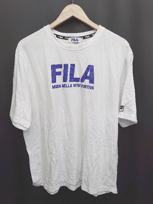 ◇ ⊂ FILA フィラ ロゴデザイン 半袖 Tシャツ サイズL ホワイト メンズ P 【中古】