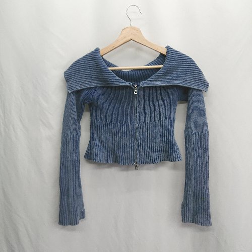 ◇ ⊇ FOLLOWIN クロップド 長袖 カットソー サイズF ブルー レディース E 【中古】