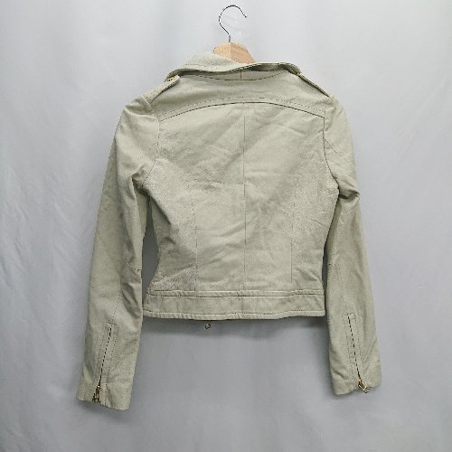 ◇ ⊇ LAMANDORA ラマンドラ ラムレザー 長袖 ライダースジャケット革ジャン サイズ9 ベージュ系 レディース E 【中古】