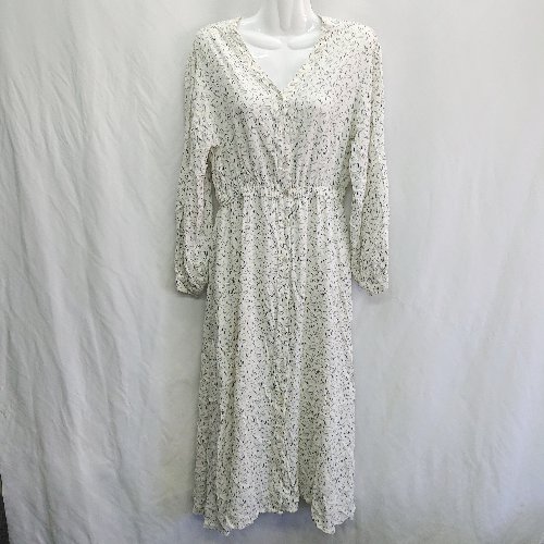 ◇ ⊇ LOWRYS FARM ローリーズファーム 総柄 長袖 ロング ワンピース サイズF ホワイト系 レディース E 【中古】