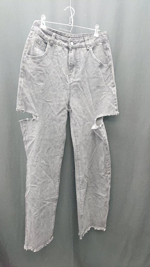 ◇ ⊂◎●未使用● Sibra シブラ 綿 ダメージ加工 デニム サイズL ブラック レディース E 【中古】