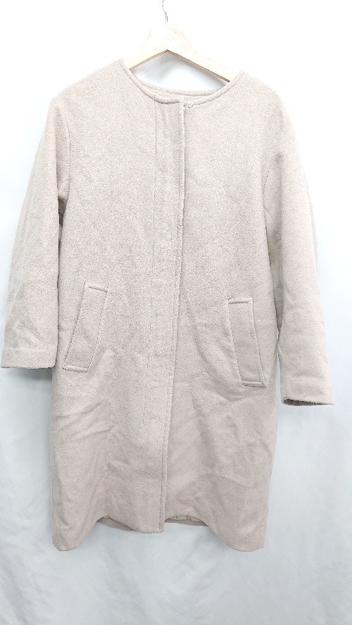 ◇ ⊇ BONJOUR SAGAN ボンジュールサガン フロントジップ ノーカラー 長袖 コート サイズ 38 ベージュ系 レディース E 【中古】