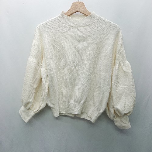 ◇ ⊇ La boutique BonBon ラブティックボンボン アンゴラタッチ パフスリーブ 長袖 ニット サイズM ホワイト レディース E 【中古】