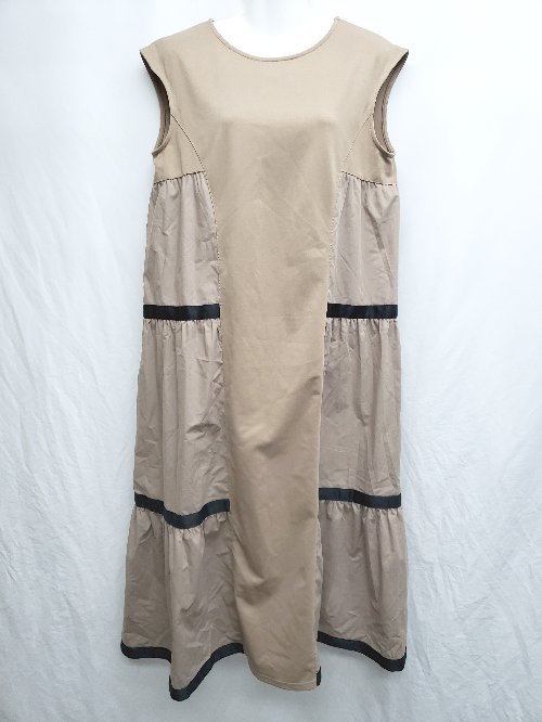 ◇ ⊂ Palm Riche ポームリシュ ノースリーブ 膝下丈 ワンピース サイズM ベージュ レディース P 【中古】