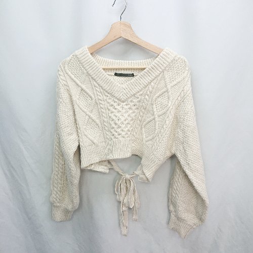 ◇ ⊇ Heather ヘザー ショート丈 バックリボン 長袖 ニット サイズF ベージュ系 レディース E 【中古】 ◇ ⊇ Heather ヘザー ショート丈 バックリボン 長袖 ニット サイズF ベージュ系 レディース E 【中古】