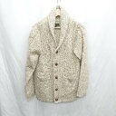 ◇ ⊇ suggestion サジェスチョン アラン模様 交差模様 長袖 カーディガン サイズL ベージュ系 メンズ E 【中古】
