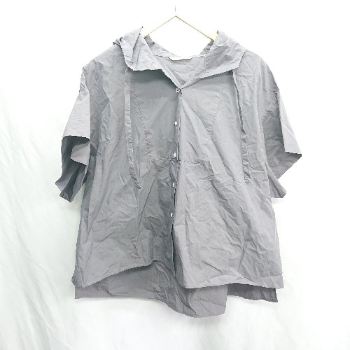 ◇ ⊂ Stola. ストラ コットン系 フードオーバー 半袖 シャツ サイズ38 グレー レディース E 【中古】