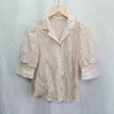 ◇ ⊂◎●未使用●Φ continuer de NICE CLAUP シアー シースルー 半袖 シャツ ブラウス サイズF ベージュ系 レディース E 【中古】(4)