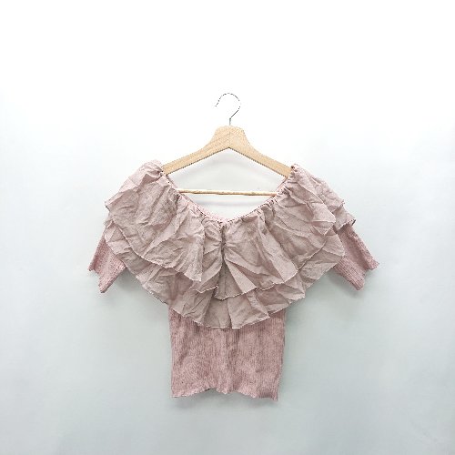 ◇ ⊂ MAJESTIC LEGON マジェスティックレゴン 半袖 ニット サイズM ピンク系 レディース E 【中古】