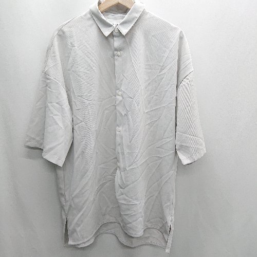 ◇ ⊂ Anchor Smith アンカー スミス アヤドレープトロミ 半袖 ルーズシャツ サイズM グレー系 メンズ E ..