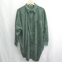 ◇ ⊇ DOUBLE NAME ダブルネーム バック刺繍 コーデュロイ 長袖 ロングシャツ サイズM グリーン レディース メンズ E 【中古】