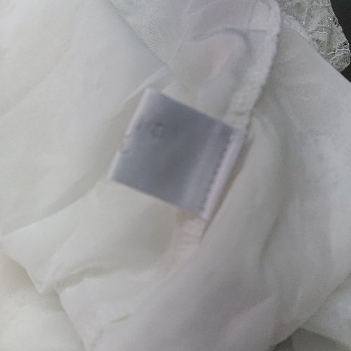 ◇ ⊂ Φ DINT レース スタンドフリルカラー 半袖 カットソー サイズF ホワイト レディース E 【中古】