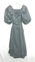 ◇ ⊂ Estella. K エステラケー スカラップ カットアウトドレス 半袖 ロング ワンピース サイズF ブラック レディース E 【中古】