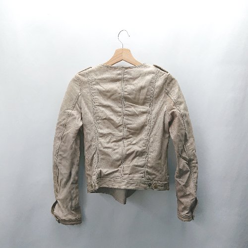 ◇ ⊇ REVISITATION　リヴィジテーション 羊革 長袖 レザージャケット サイズS ベージュ系 レディース E 【中古】