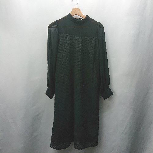 ◇ ⊇ merlot plus メルロープリュス 総柄 長袖 膝下丈 ワンピース サイズF ブラック系 レディース E 【中古】 ◇ ⊇ merlot plus メルロープリュス 総柄 長袖 膝下丈 ワンピース サイズF ブラック系 レディース E 【中古】