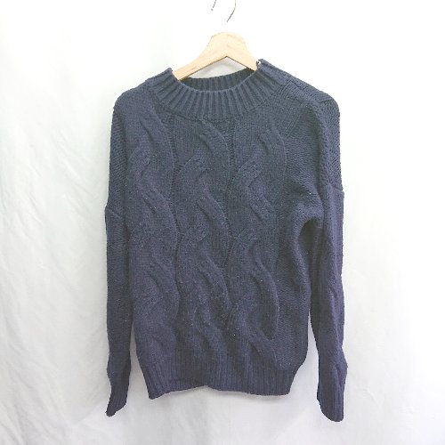 ◇ ⊇ nano universe ナノユニバース 長袖 ニット サイズF ネイビー レディース E 【中古】