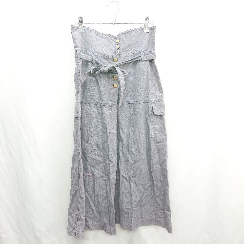 ◇ Θ HUMAN WOMAN ハイウエスト ウエスト紐付き デニム生地 ロング丈 タイト スカート サイズ2 グレー系 レディース E 【中古】